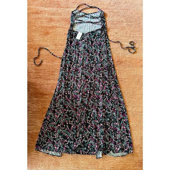 NWT Wicked Weasel Floral Maxi Dress High Slit Strappy Back Sexy Resort L - Picture 6 of 8